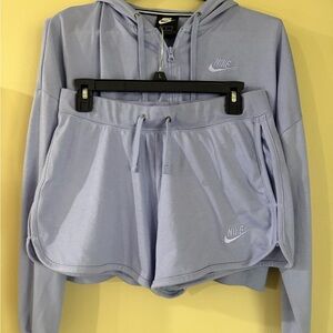 Nike Women's Lavender Athletic Drawstring jacket and shorts set